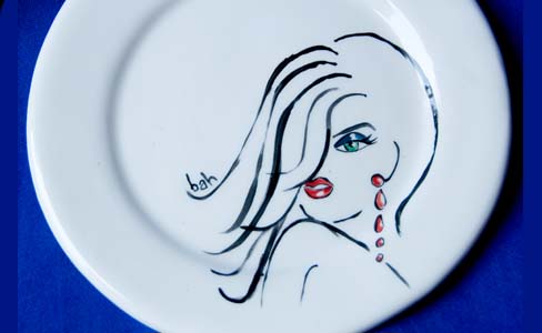 Snooty lady on a plate